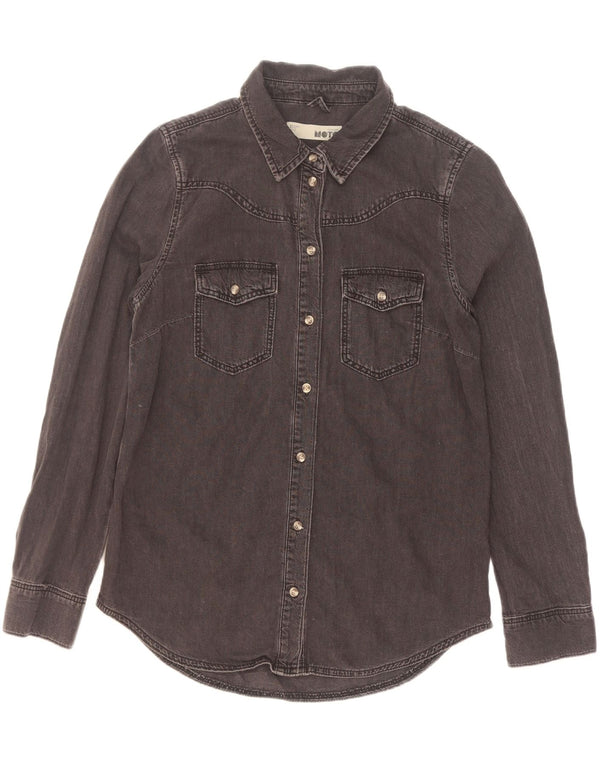 Topshop Camisa vaquera para mujer UK 12 Mediana Algodón negro