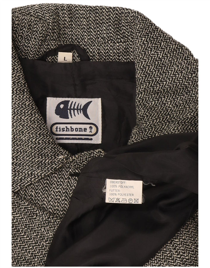 Fishbone Abrigo para mujer Reino Unido 14 Grande Negro Espiga Acrílico