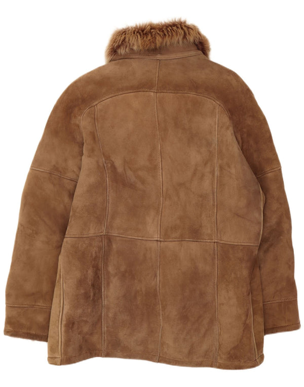 Vintage mujer suelta ajuste shearling chaqueta IT 50 XL marrón clásico