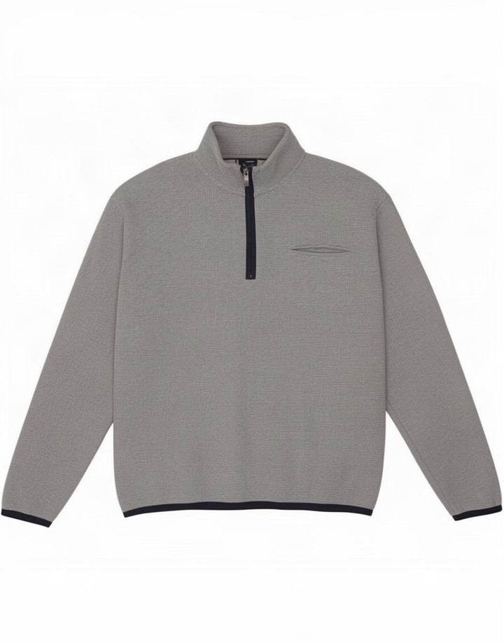 Orvis - Sudadera con cuello y cremallera para hombre, talla grande, color gris