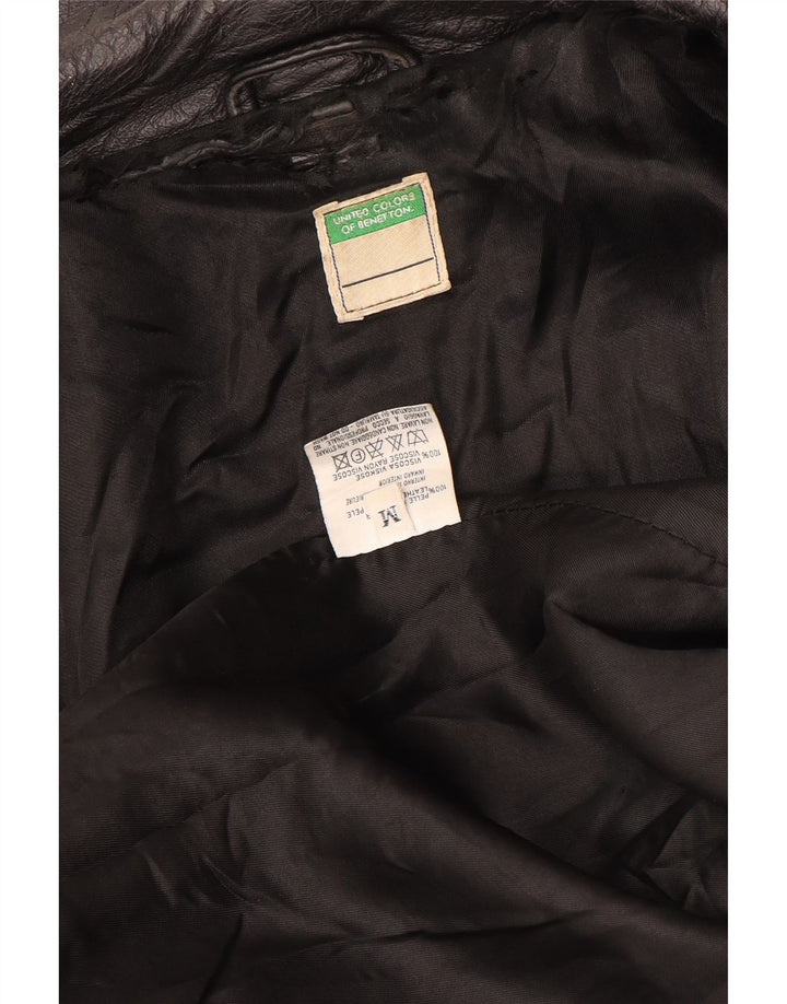 Benetton Chaqueta De Cuero Mujer ES 44 Mediana Cuero Negro