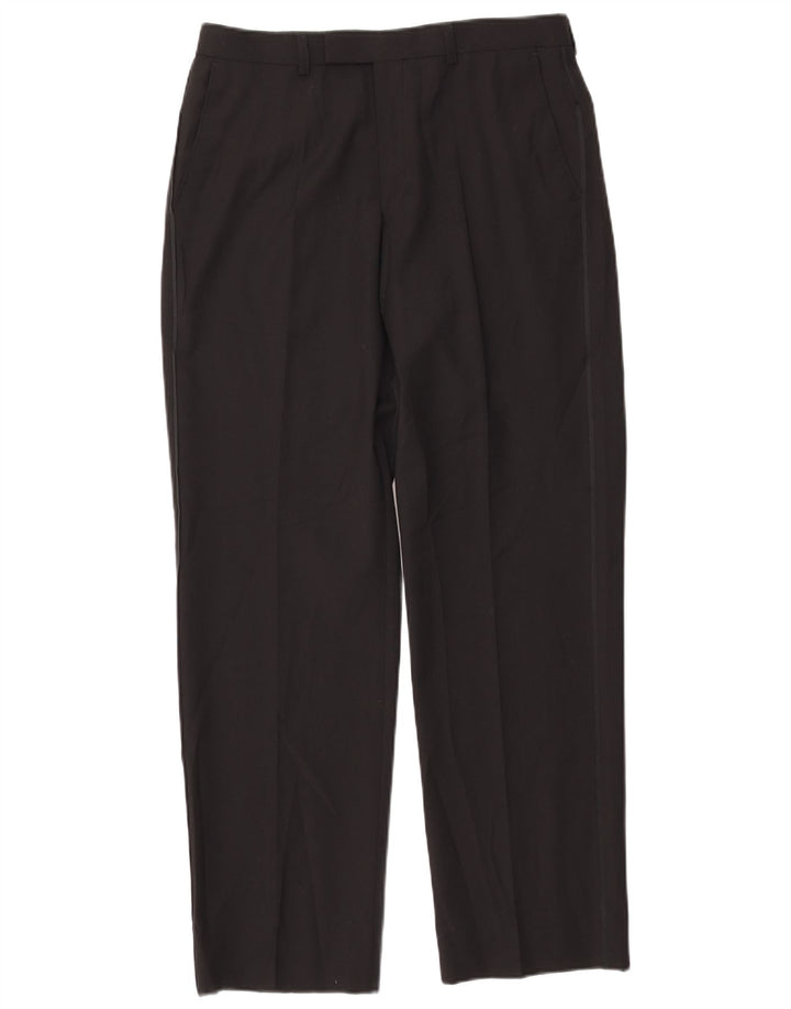 Marks & Spencer Pantalón de traje recto para hombre W32 L31 Poliéster negro