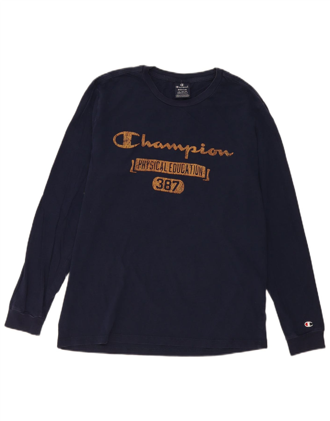 Champion Top gráfico para hombre de manga larga de algodón azul marino medio
