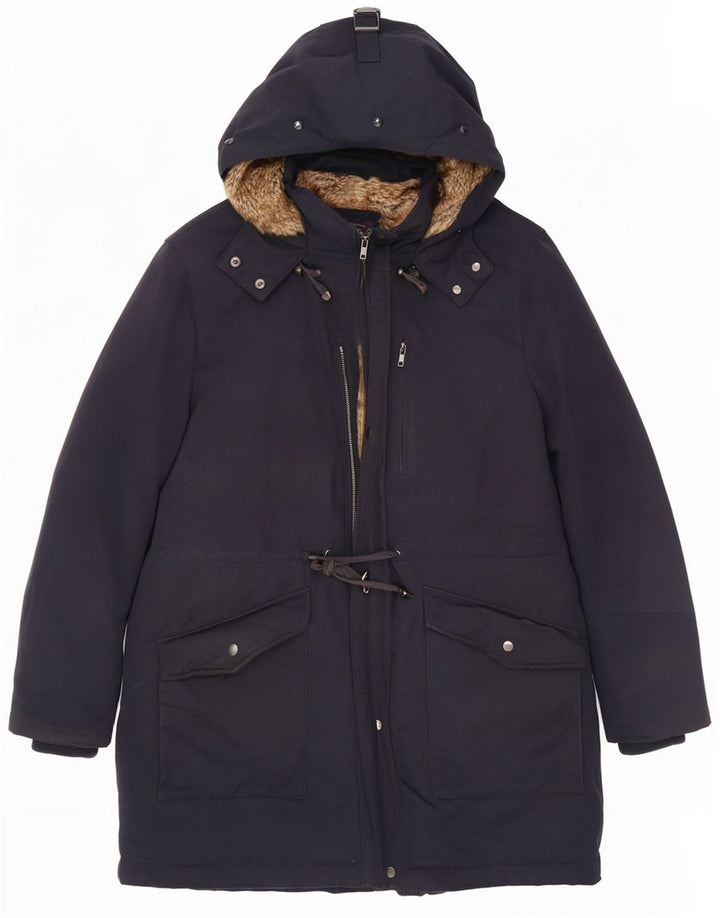 Marks & Spencer Chaqueta Parka con Capucha para Mujer UK 20 3XL Azul Marino Poliéster