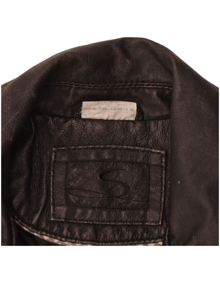 Vintage mujer chaqueta de cuero Reino Unido 10 pequeño cuero negro