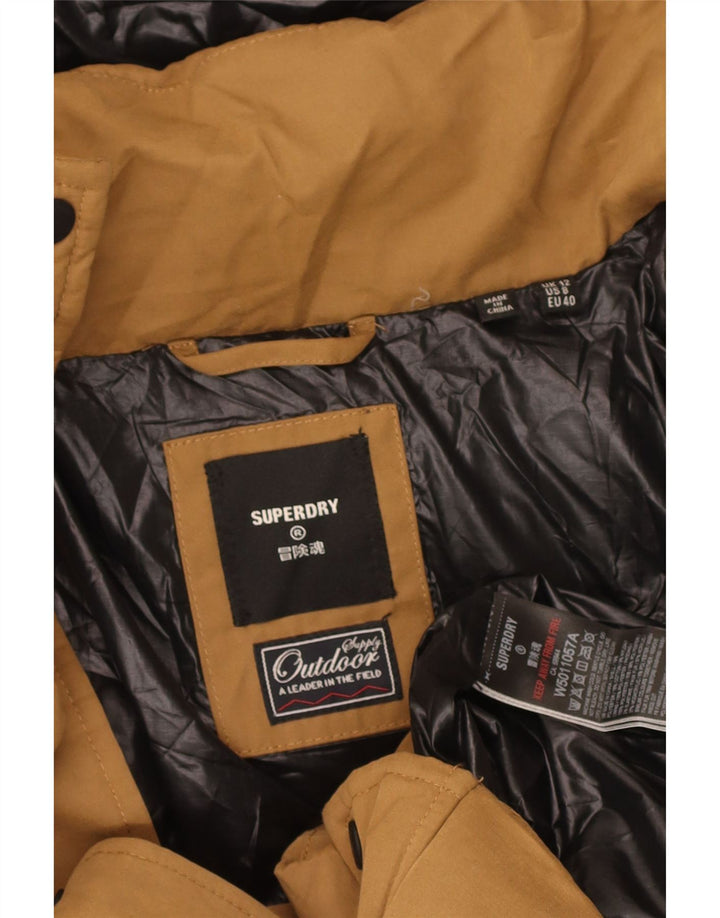 Superdry Abrigo acolchado con capucha para mujer, Reino Unido 42, Poliéster beige medio