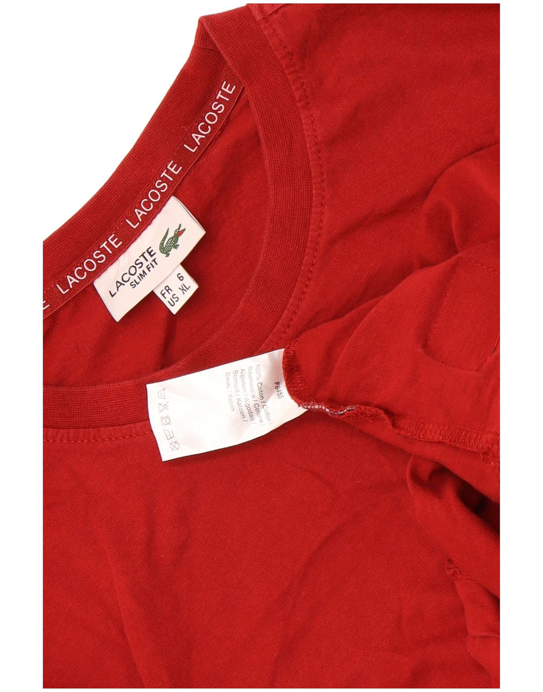 Camiseta Lacoste Hombre Top Talla 6 XL Algodón Rojo