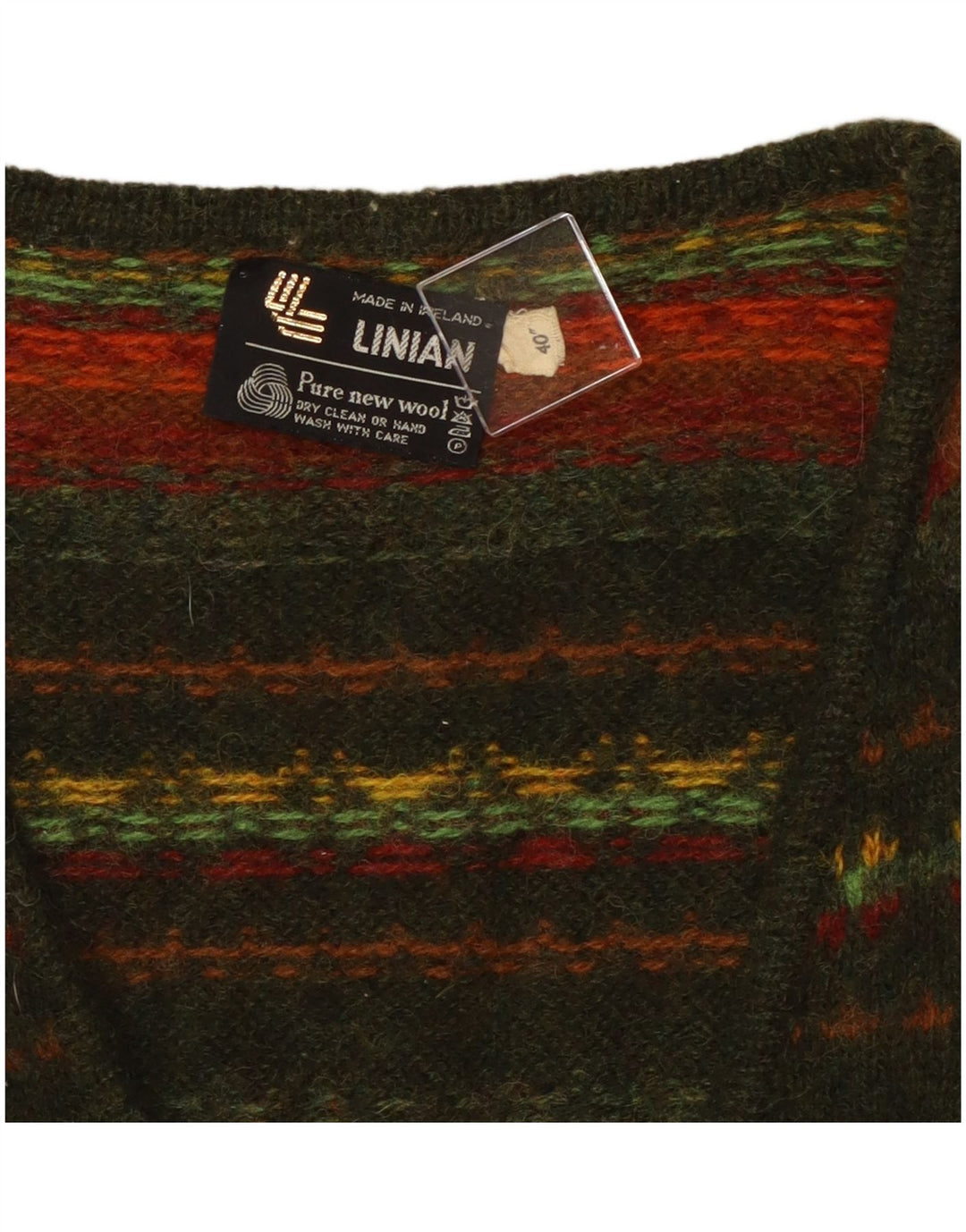 VINTAGE Mujer Cardigan Suéter EU 40 Mediano Rayas Multicolores