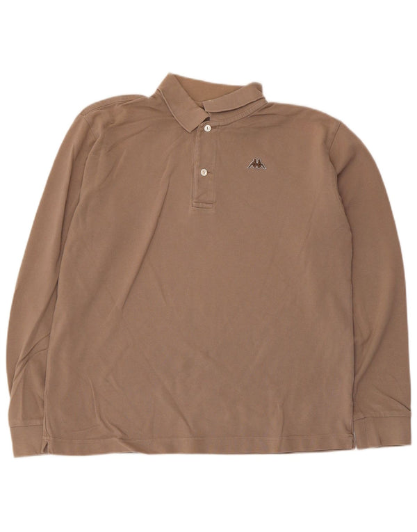 Kappa Polo De Manga Larga Para Hombre Small Gris Algodón
