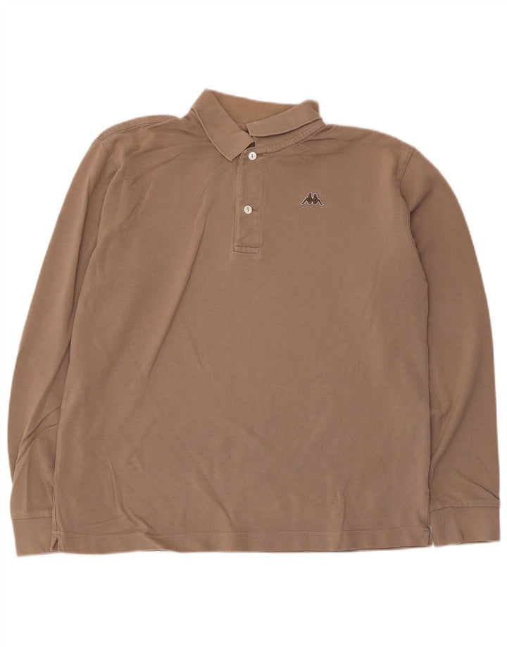 Kappa Polo De Manga Larga Para Hombre Small Gris Algodón