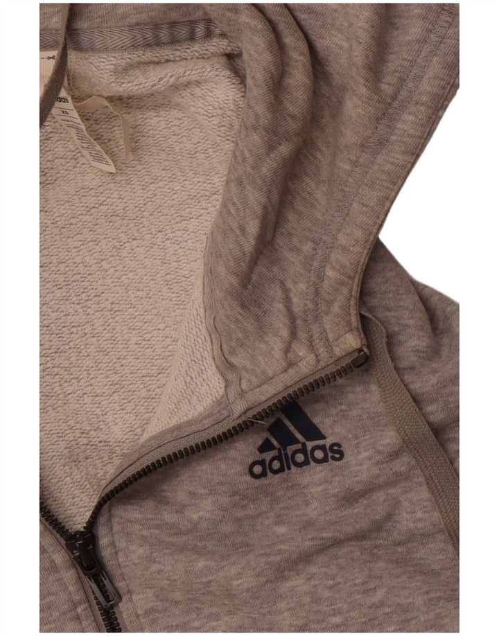 Adidas Sudadera con capucha de gran tamaño con cremallera para mujer UK 6 XS Gris Algodón