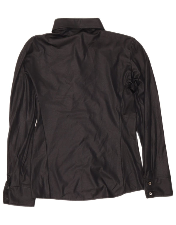 Vintage mujer camisa blusa Reino Unido 14 medio negro