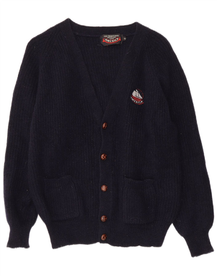 AMERICA Suéter tipo cárdigan para mujer IT 52 2XL Lana azul marino