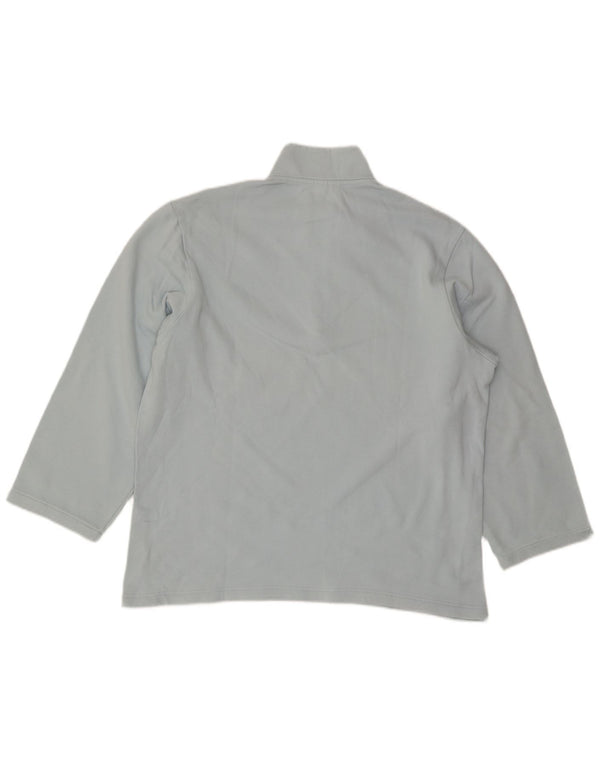Adidas Hombre Zip Neck Top Manga Larga Algodón Azul Medio