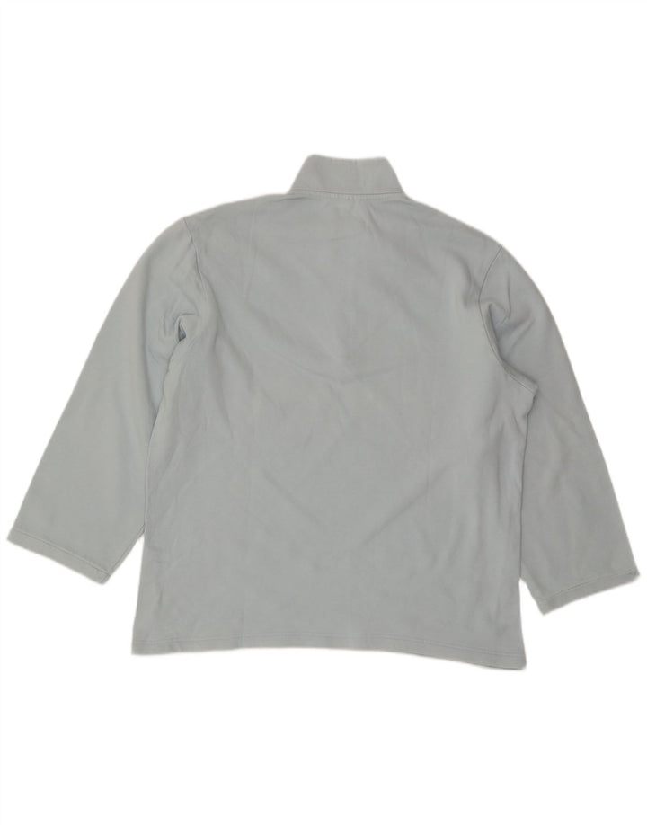 Adidas Hombre Zip Neck Top Manga Larga Algodón Azul Medio