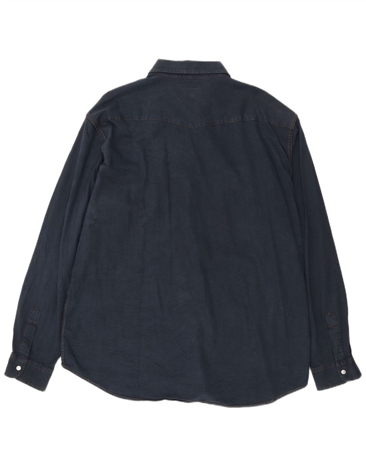 CARRERA Camisa vaquera para hombre 2XL Algodón azul marino