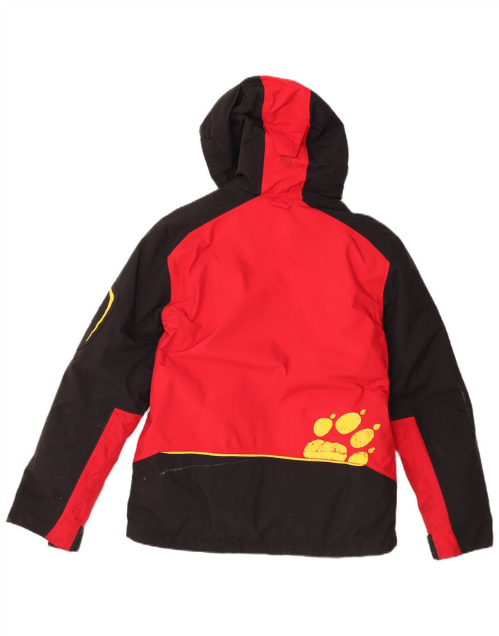 JACK WOLFSKIN Chubasquero con capucha y gráfico para niños 11-12 años Rojo Colorblock