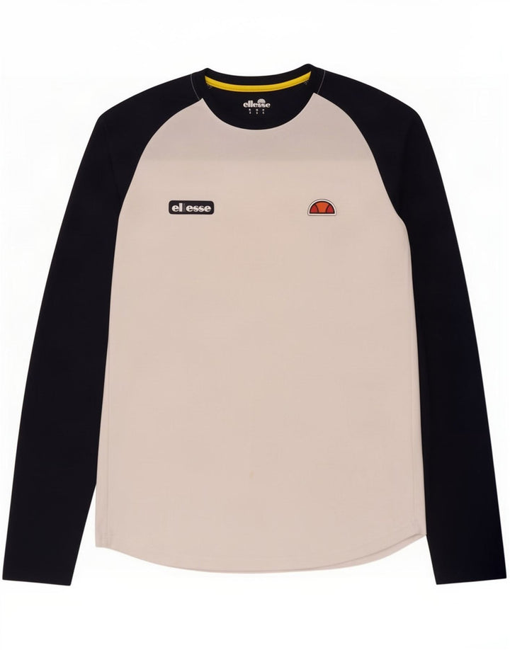 Camiseta Ellesse para hombre de manga larga pequeña con bloques de color blanco poliéster
