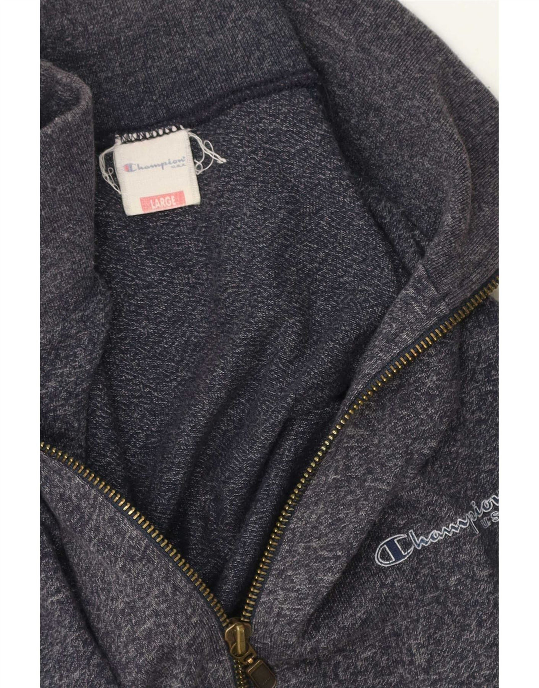 Champion Chaqueta de chándal con gráfico para hombre, talla grande, algodón moteado en azul marino