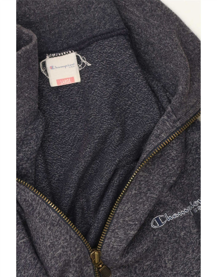 Champion Chaqueta de chándal con gráfico para hombre, talla grande, algodón moteado en azul marino