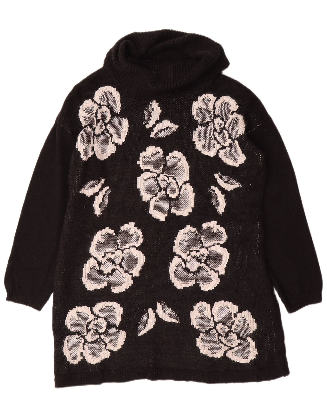 Marks & Spencer Suéter tipo jersey con cuello vuelto para mujer Reino Unido 44 Mediano Negro Floral