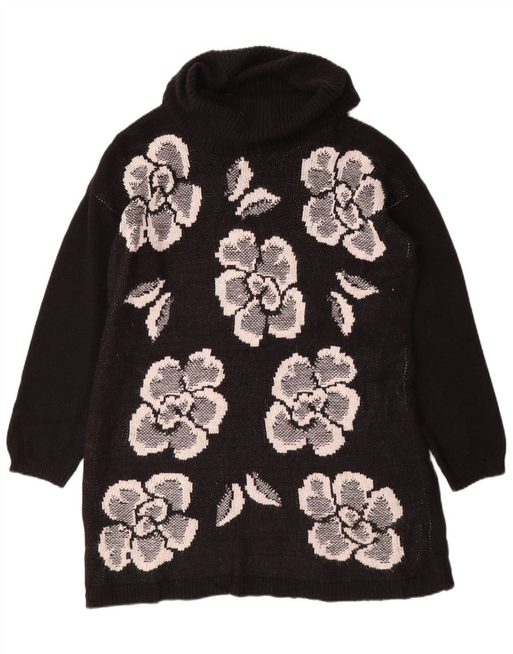 Marks & Spencer Suéter tipo jersey con cuello vuelto para mujer Reino Unido 44 Mediano Negro Floral