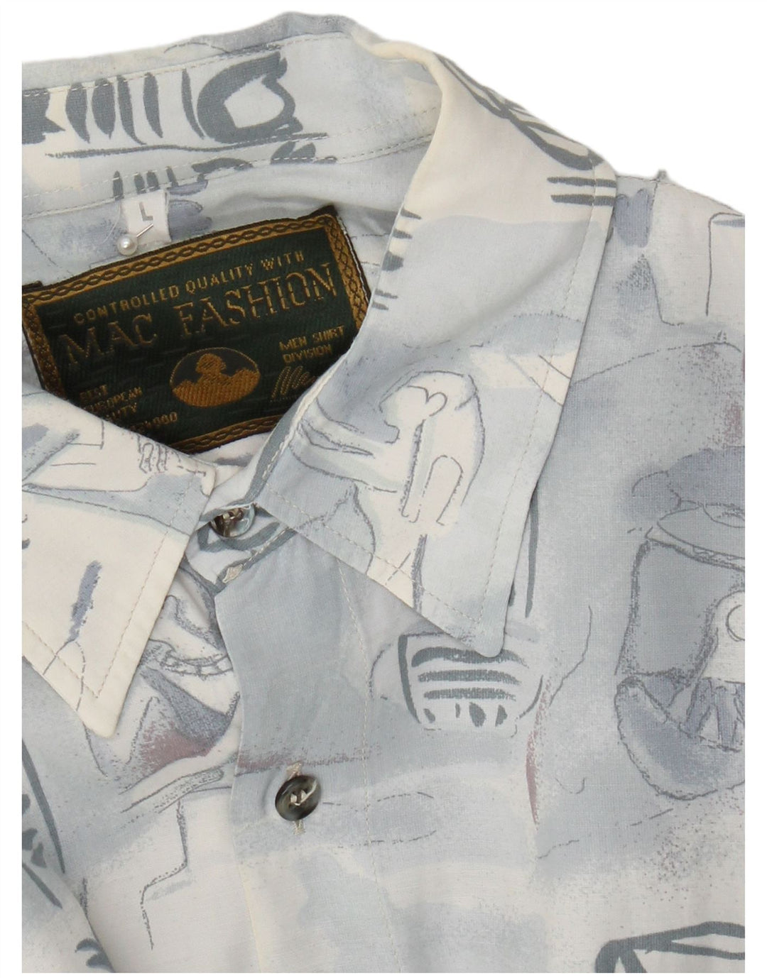 Mac Fashion Camisa con patrón abstracto para hombre, talla grande, color azul