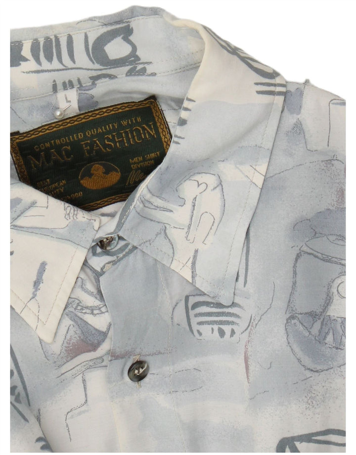 Mac Fashion Camisa con patrón abstracto para hombre, talla grande, color azul