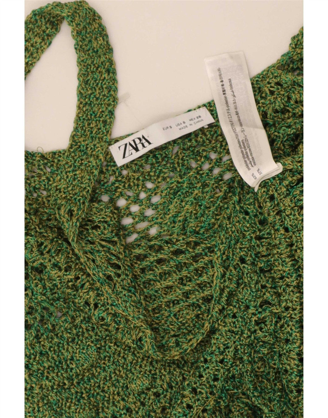 Zara Mujer Crochet Cami Top UK 8 Pequeño Poliéster Verde