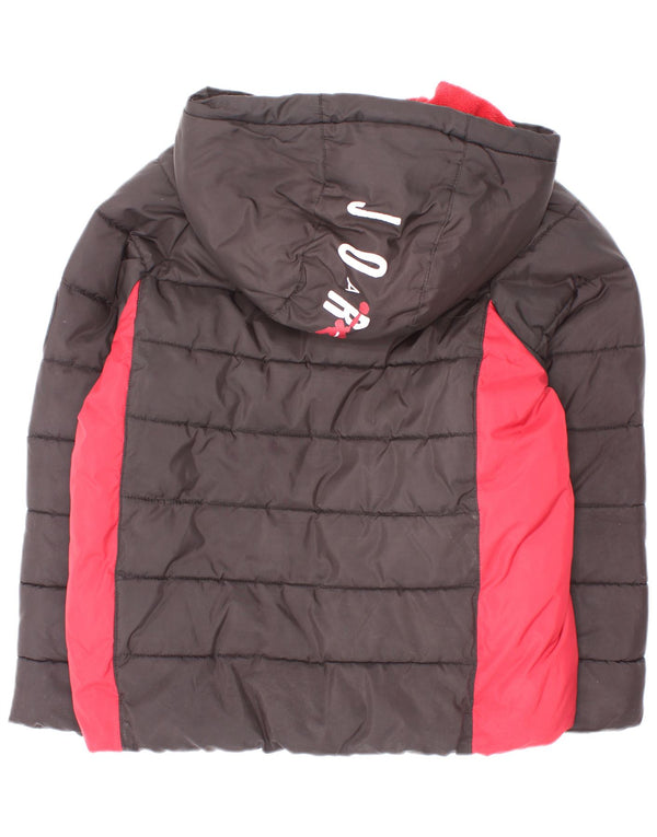 Jordan Chaqueta acolchada con capucha y gráfico para niños de 6 a 7 años, talla grande, color negro