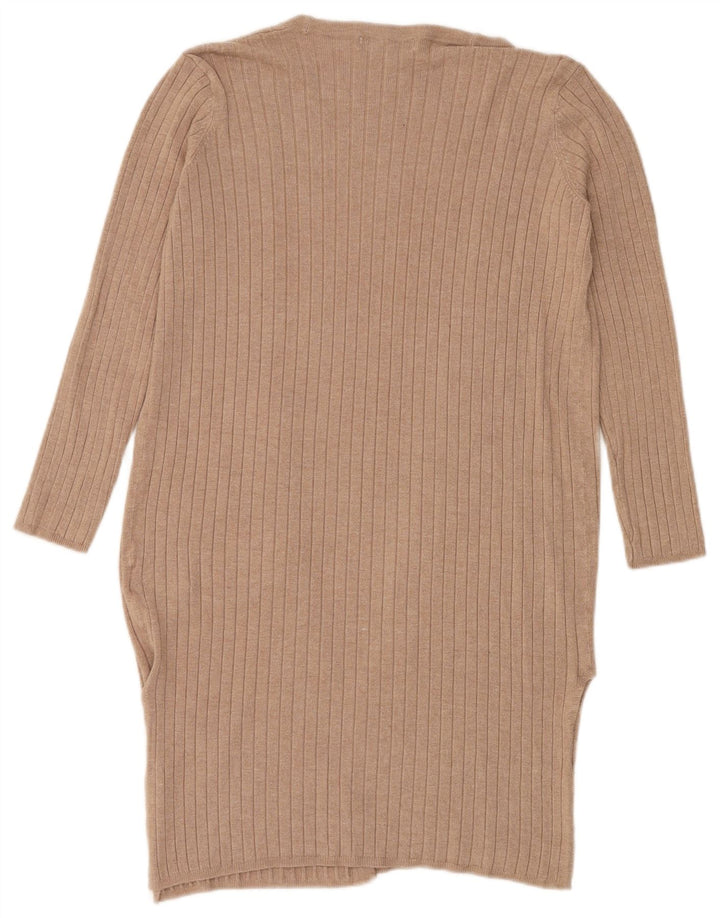 Marks & Spencer Suéter Cárdigan Abierto Largo para Mujer UK 10 Small Beige