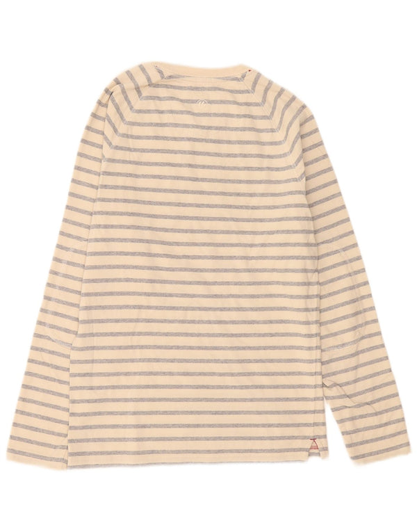 Camiseta de hombre Fat Face Manga larga XS Algodón a rayas beige