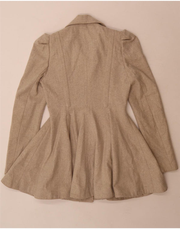 Topshop Womens Princess Coat UK 8 Small  Beige Wool