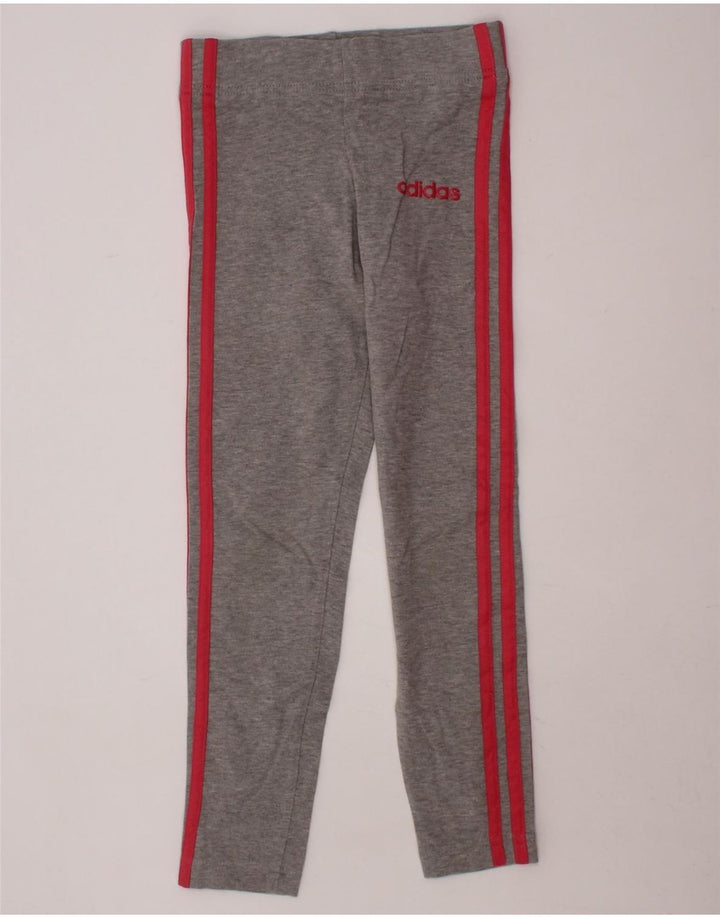 ADIDAS Girls Leggings 7-8 Years Grey Cotton Vintage Adidas and Second-Hand Adidas from Messina Hembry 