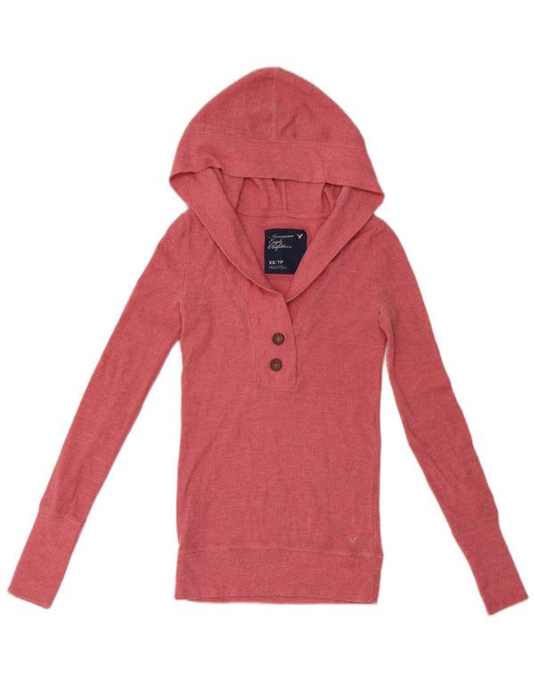 American Eagle Outfitters Top con capucha para mujer Manga larga UK 4 XS Algodón rosa