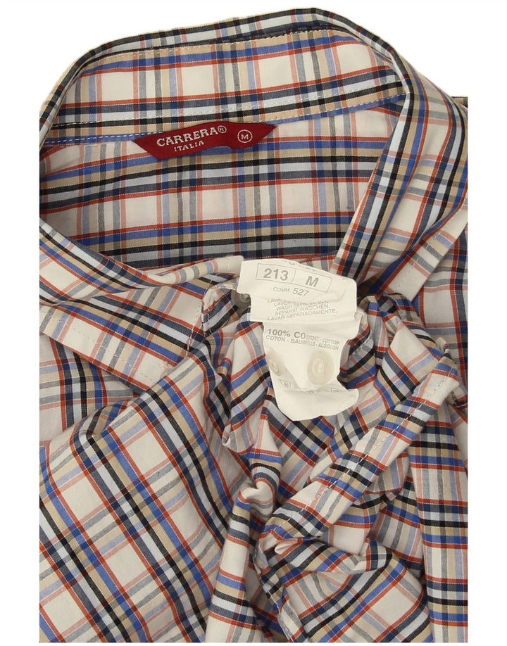 Camisa Carrera Hombre Manga Corta Algodón Cuadros Gris Medio