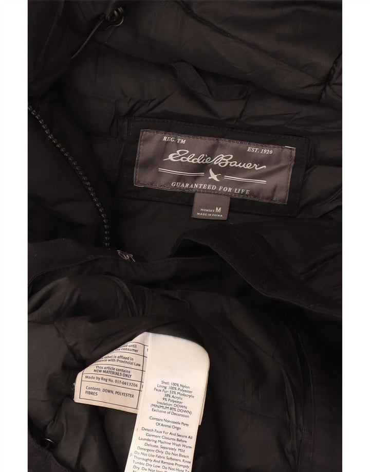 Eddie Bauer Chaqueta Parka con Capucha para Mujer UK 44 Mediana Nylon Negro
