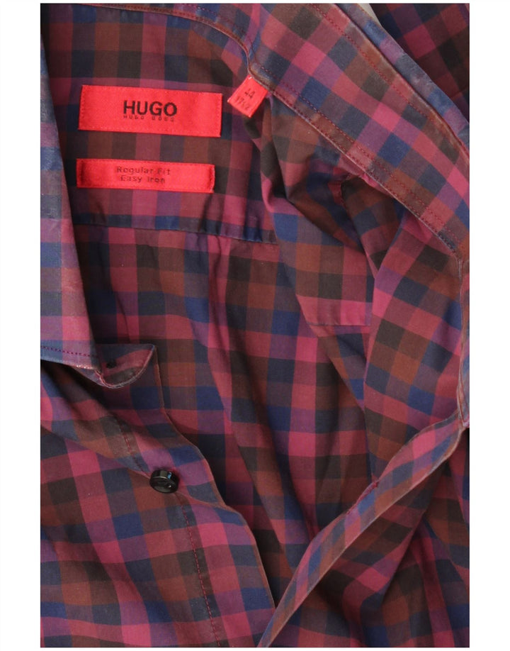 Camisa HUGO BOSS para hombre Talla 44 17 1/2 XL Cuadros morados