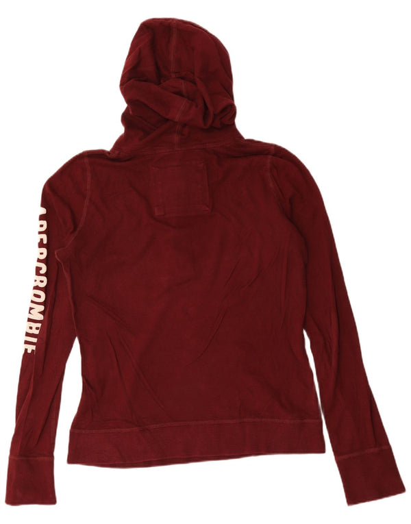 Abercrombie & Fitch Jersey con capucha y cuello con botones para mujer UK 46 Large Borgoña