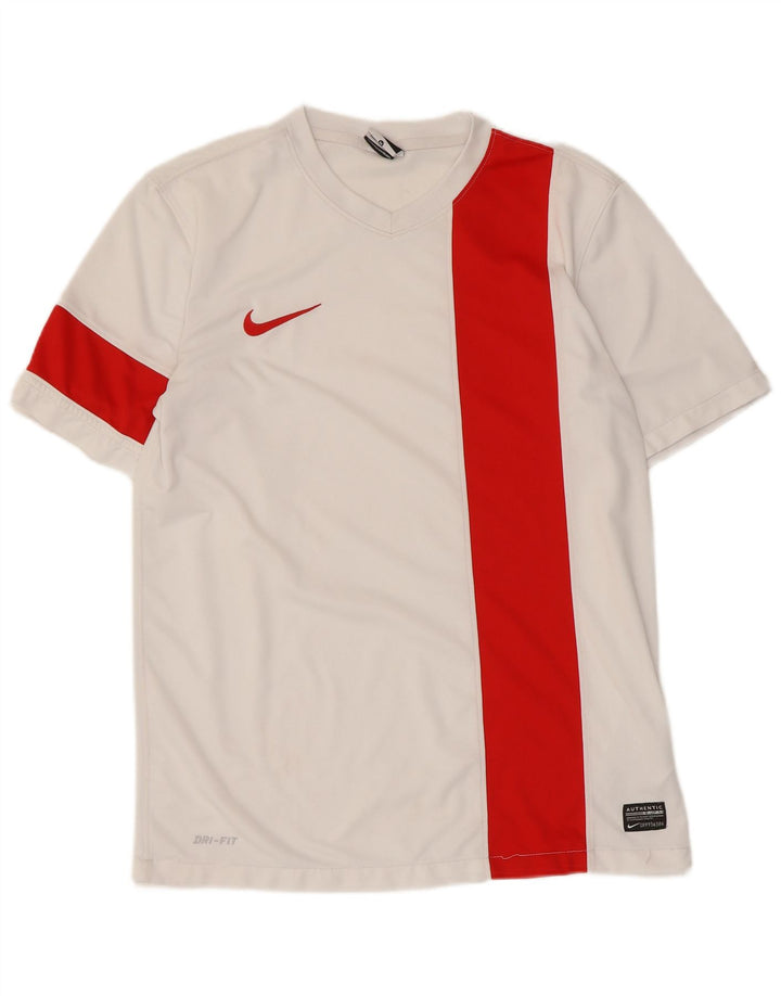 Camiseta Nike Dri Fit para hombre Top medio blanco color block Poliéster
