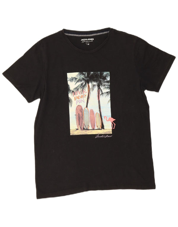 Jack & Jones Hombre Camiseta Gráfica Top Medium Black