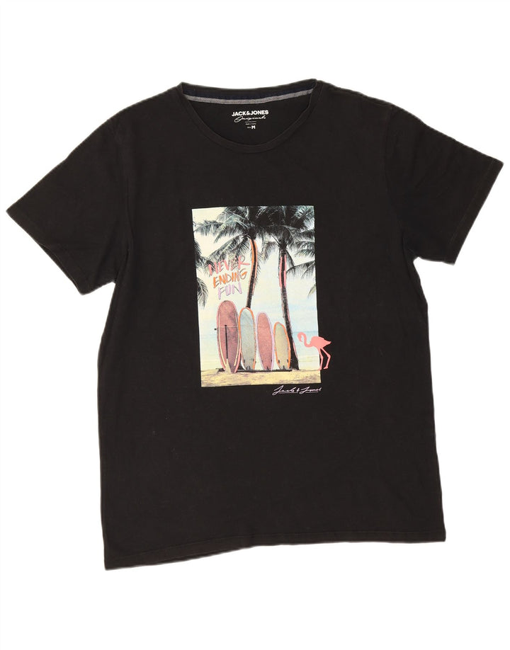 Jack & Jones Hombre Camiseta Gráfica Top Medium Black