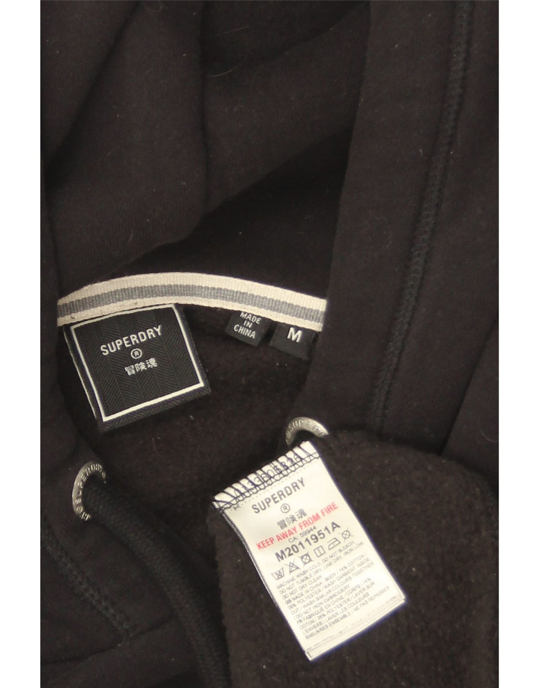 SUPERDRY Hombre Sudadera con capucha Jumper Medium Black Cotton