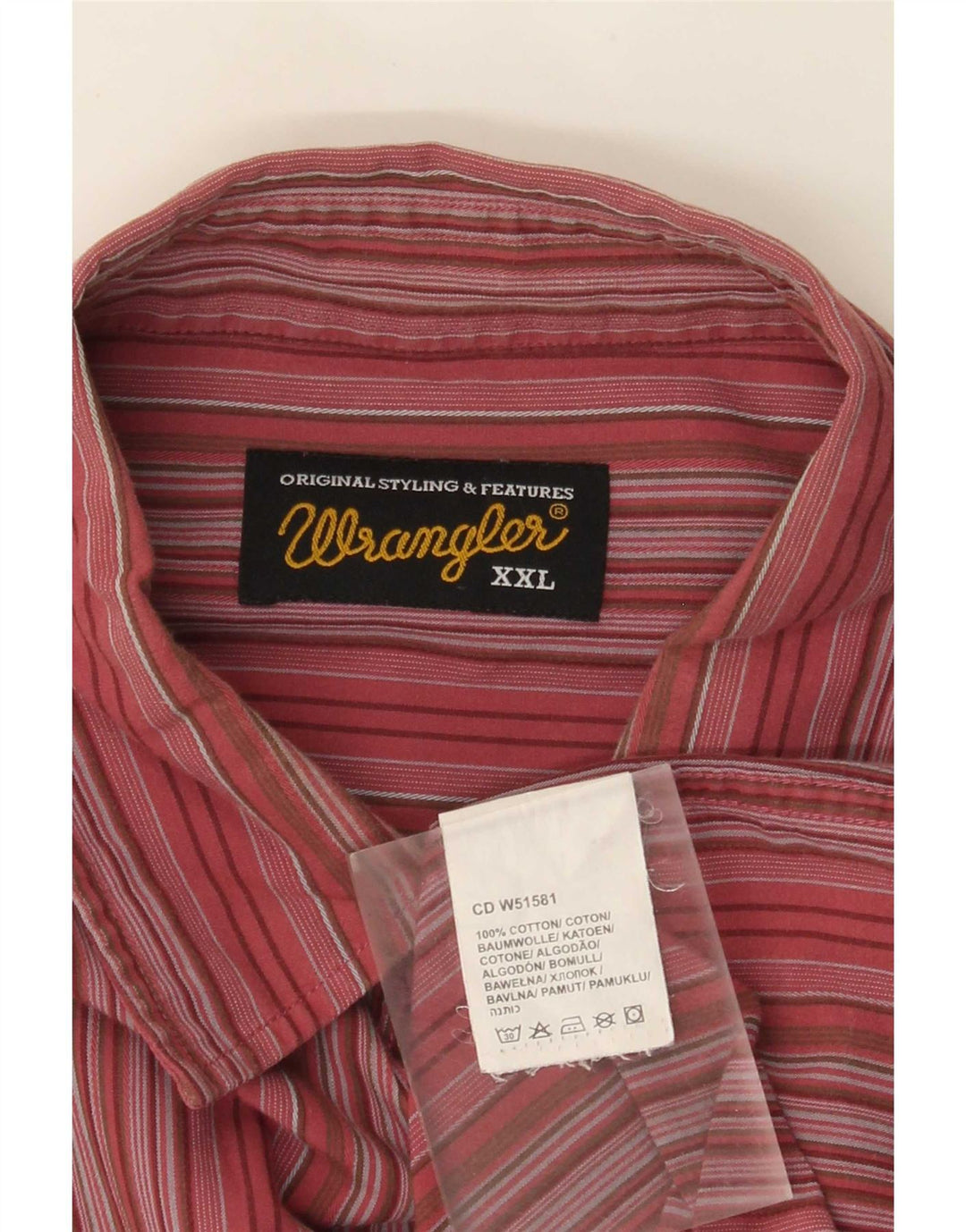 Wrangler Camisa De Hombre 2XL Algodón A Rayas Rojas