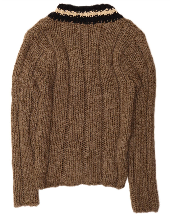 Zara Hombre Jersey Con Cuello En V Jersey Grande Acrílico A Rayas Marrón