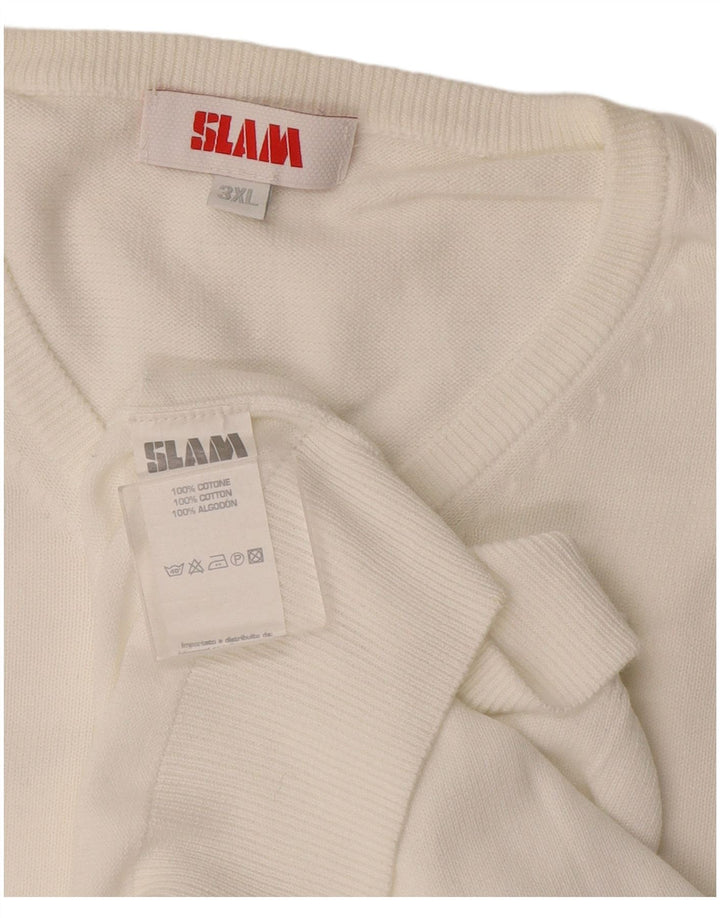 Slam Jersey con cuello en V para hombre, talla 3XL, algodón blanco