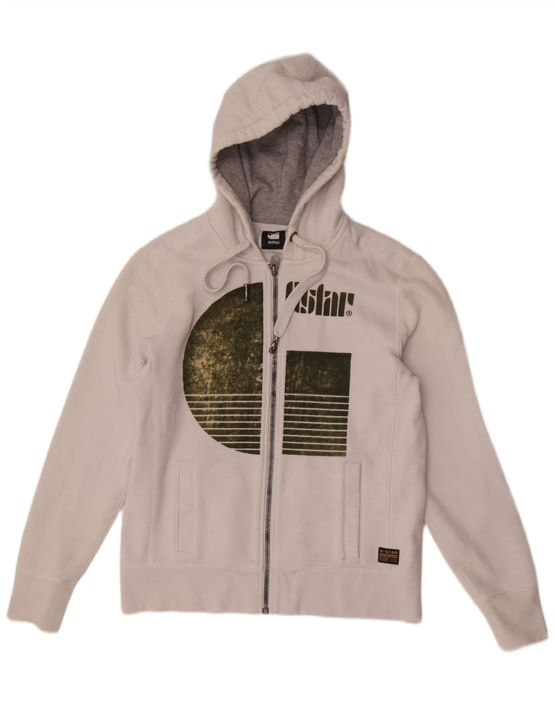 G-Star Sudadera con capucha y cremallera gráfica para hombre Poliéster blanco grande
