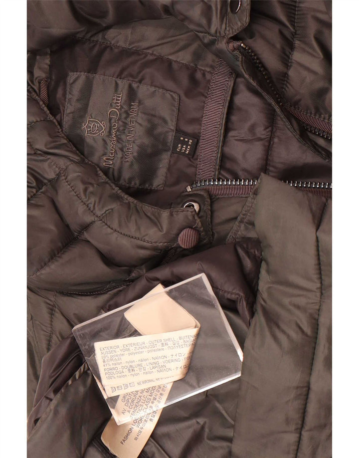 Massimo Dutti Abrigo Acolchado Con Capucha Mujer UK 40 Small Caqui Poliéster