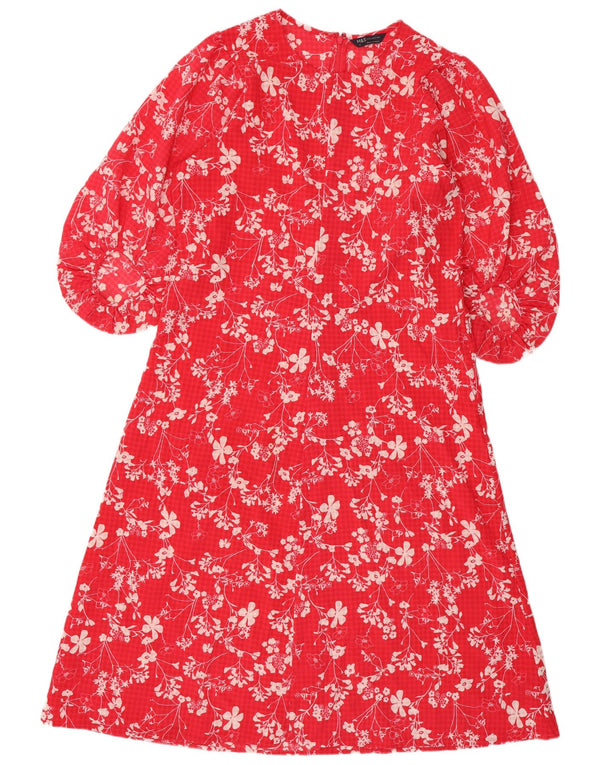 Marks & Spencer Vestido largo de manga 3/4 para mujer UK 46 Grande Rojo Floral