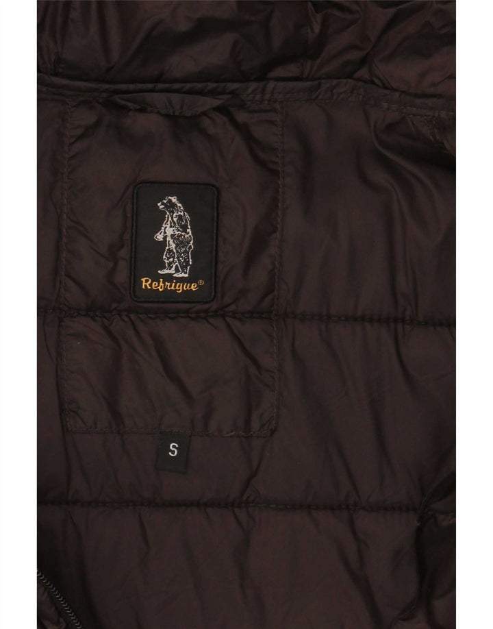 Refrigue Chaqueta acolchada con capucha para mujer UK 10 Small Brown